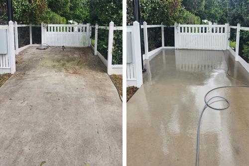 Before and after of concrete driveway Brisbane