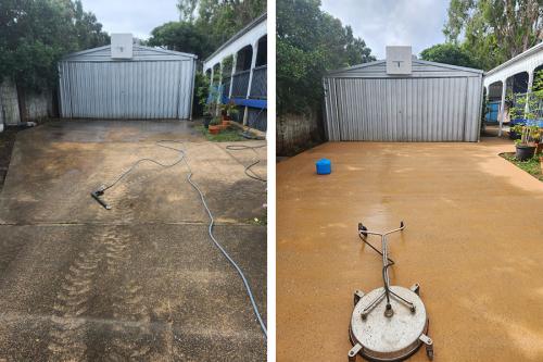 Asphalt driveway before and after