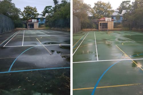 Tennis court before and after