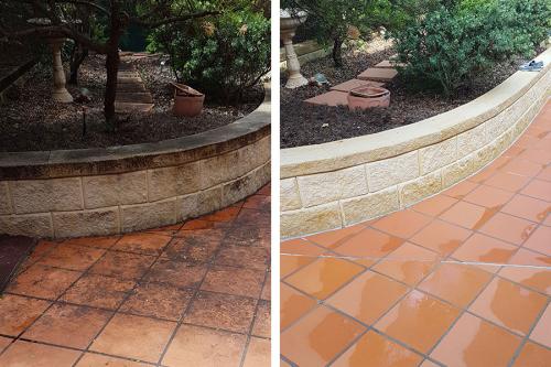 garden bed and path before and after