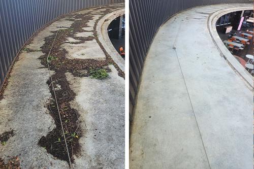 Commercial roof edge before and after