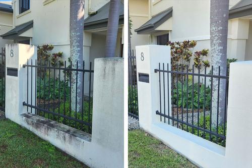 Townhouse front yard fence before and after